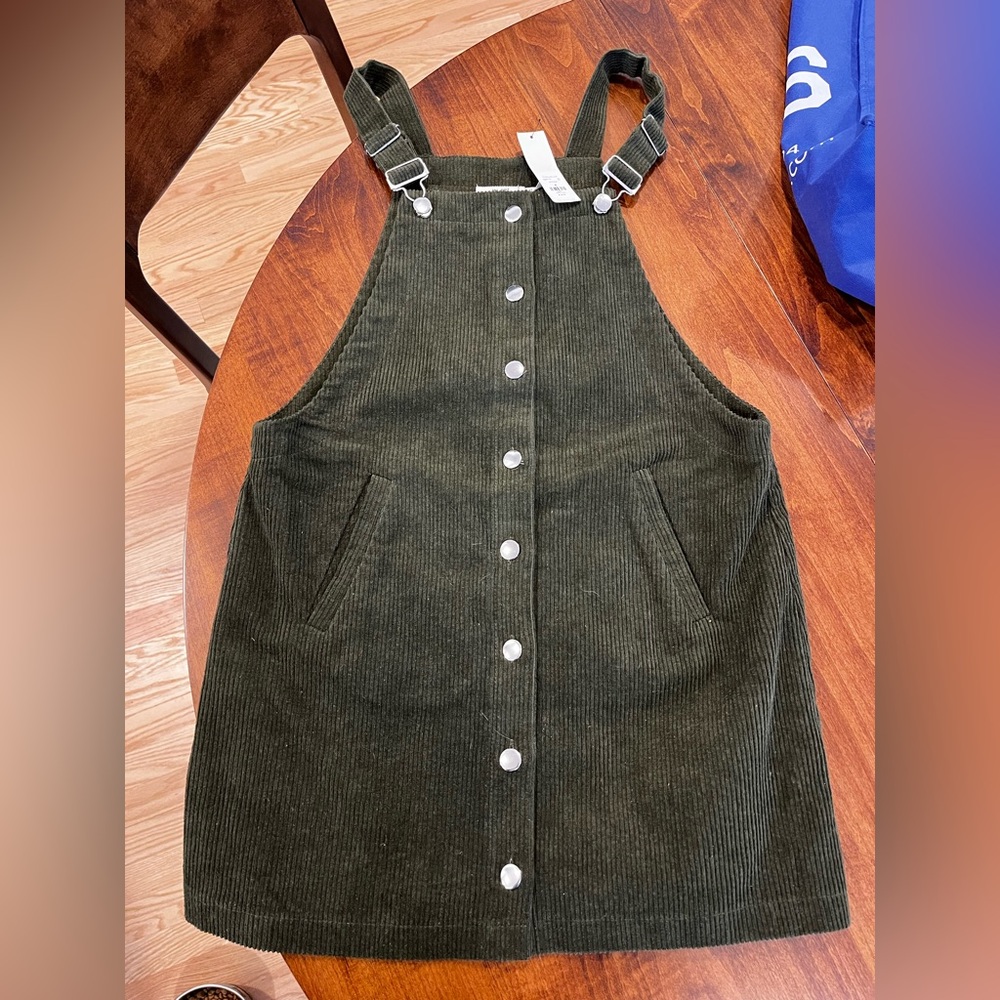 Olive Green Francesca’s Pinafore Dress
